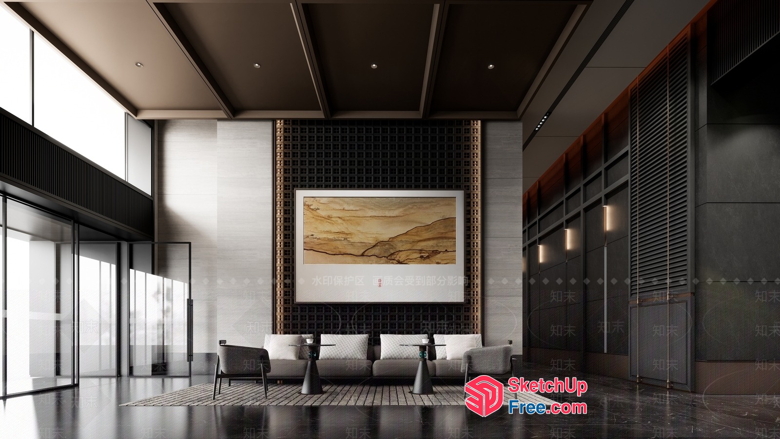 Modern Living Room With Large Window And Minimalist Decor 3D SketchUp File