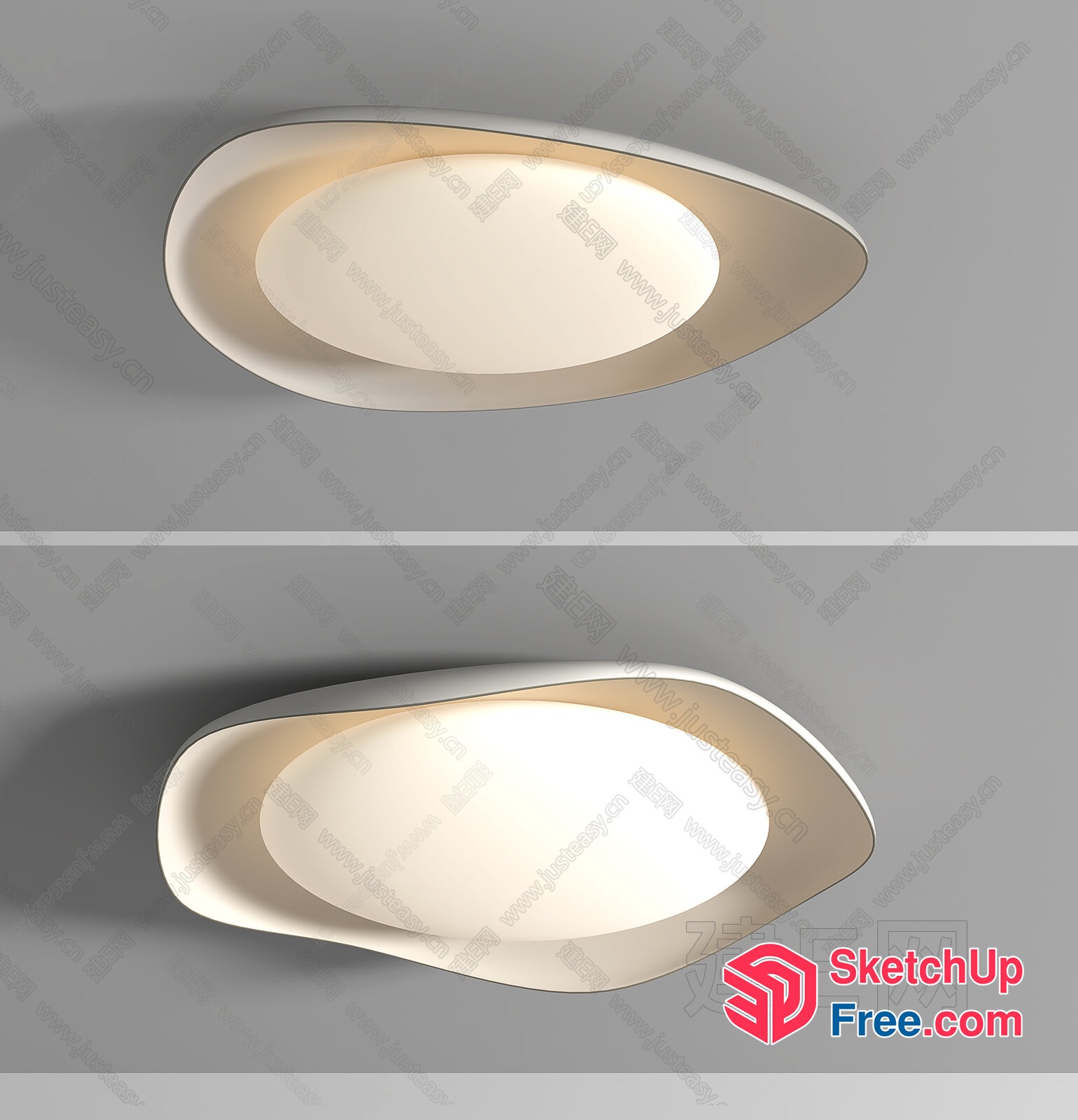 Modern Oval Ceiling Light Fixture 3D SketchUp File