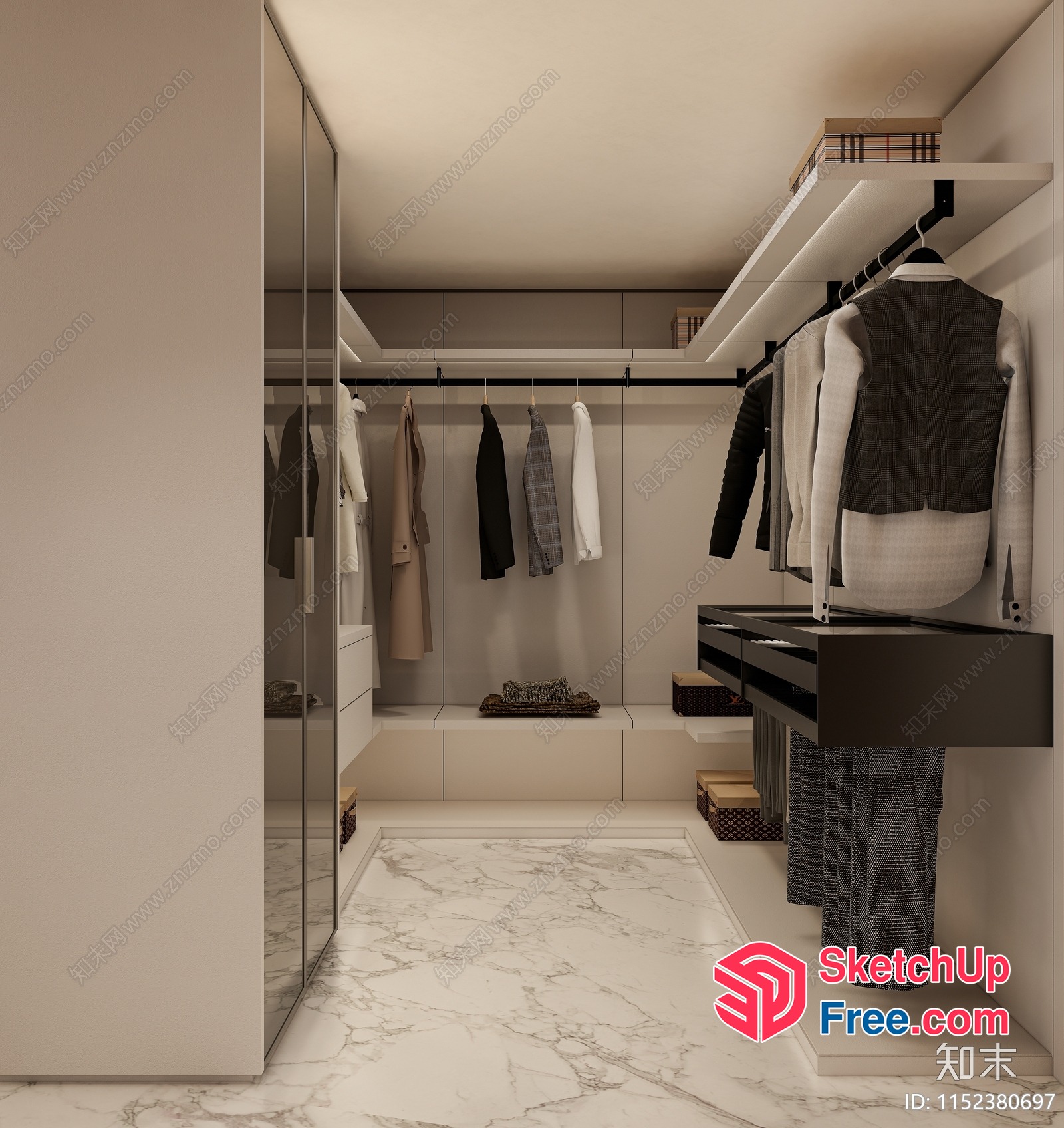 Elegant Modern Closet Space With Sleek Storage Solutions 3D SketchUp File