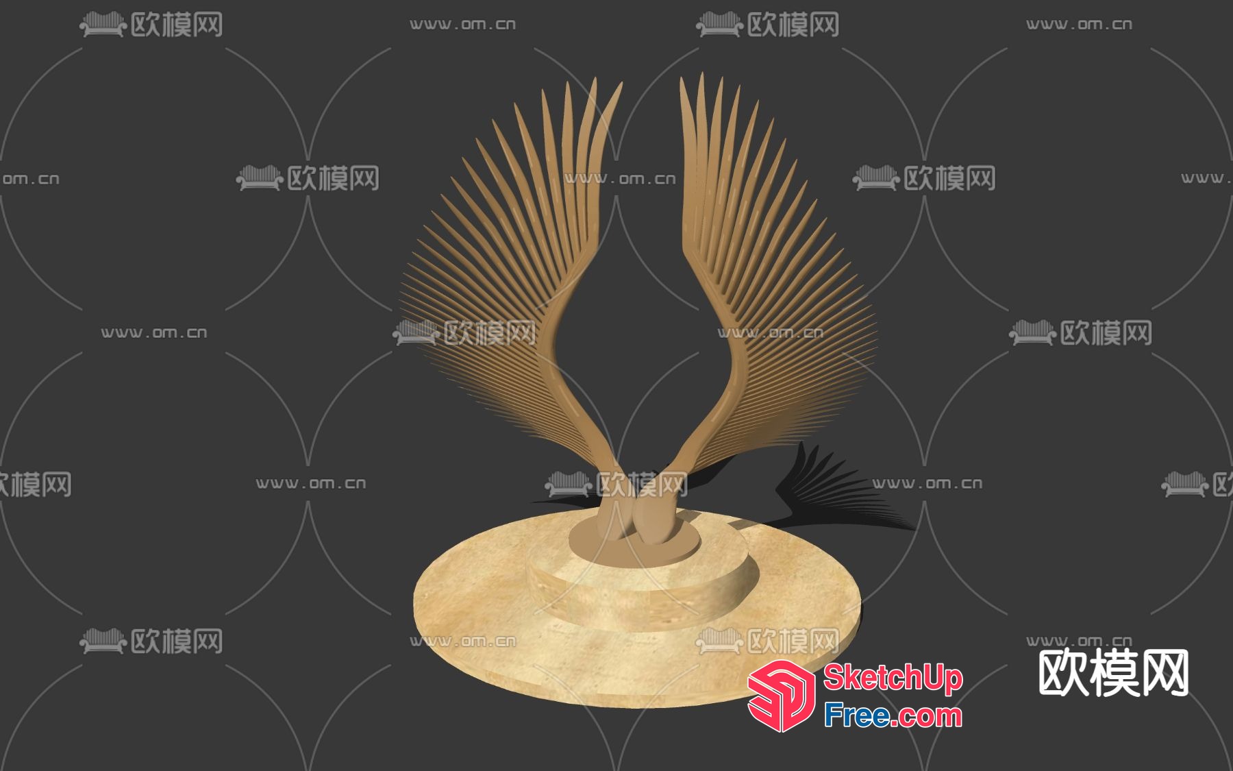 Elegant Gold Wing Design 3D SketchUp File