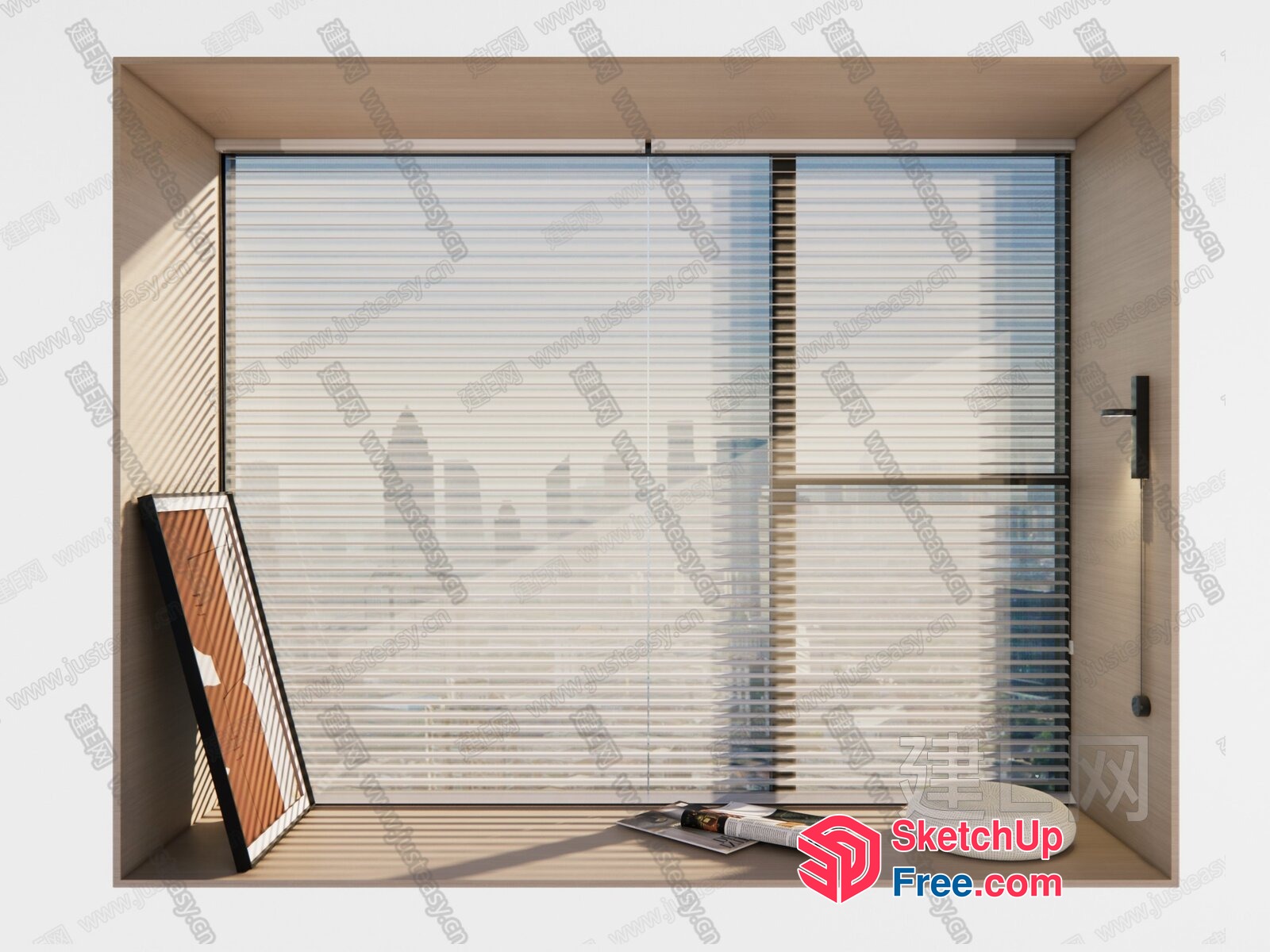 Modern Minimalist Window Interior With White Blinds 3D SketchUp File