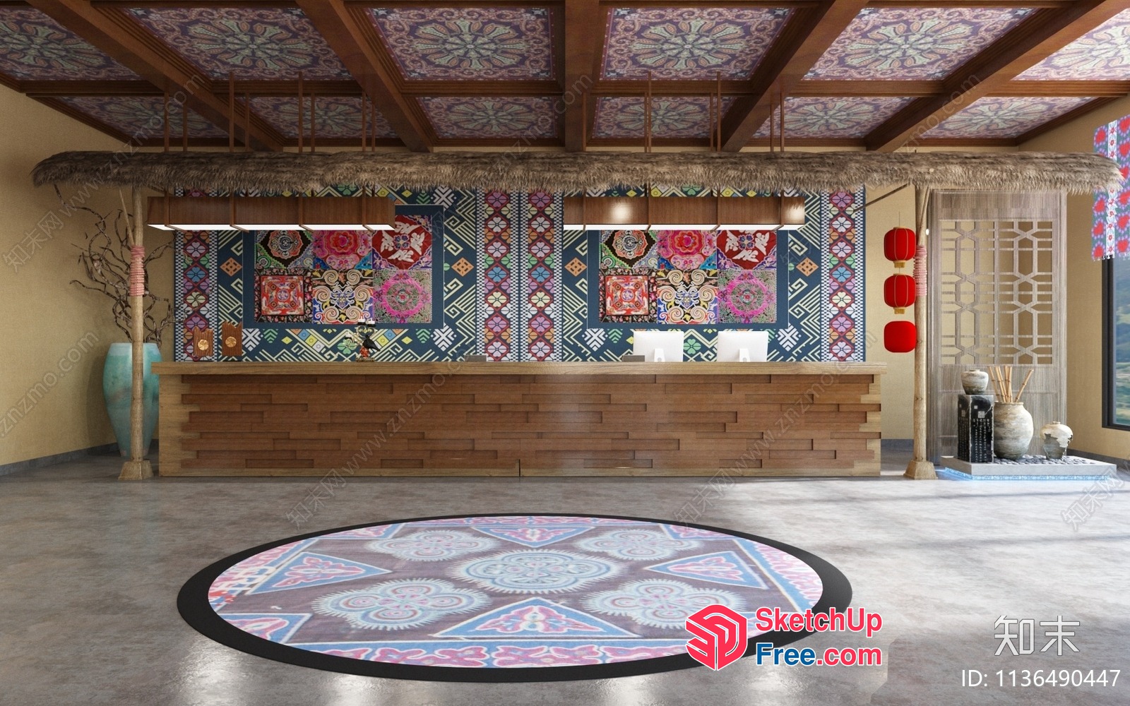 Vibrant And Colorful Asian-Inspired Interior Design 3D SketchUp File