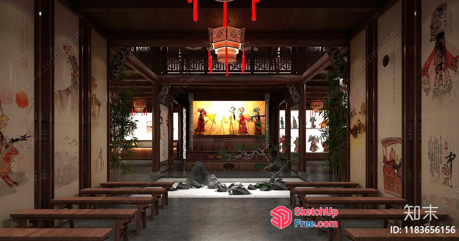 Traditional Chinese Interior Design With Elegant Decorations 3D SketchUp File