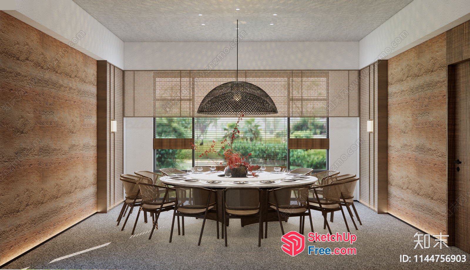 Elegant Dining Room With Modern Furniture And Natural Light 3D SketchUp File