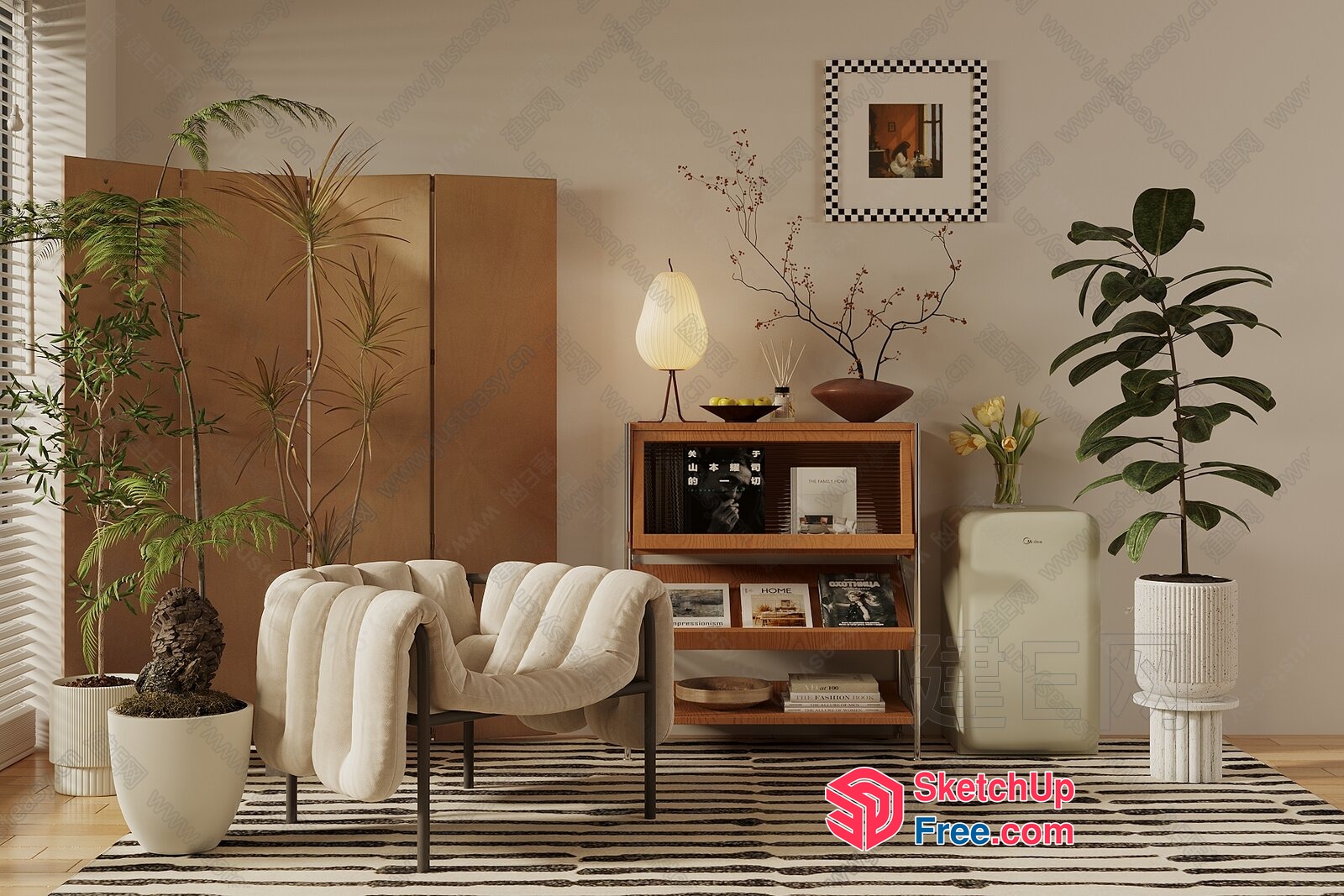 Elegant And Modern Living Room With Unique Furniture And Decor 3D SketchUp File