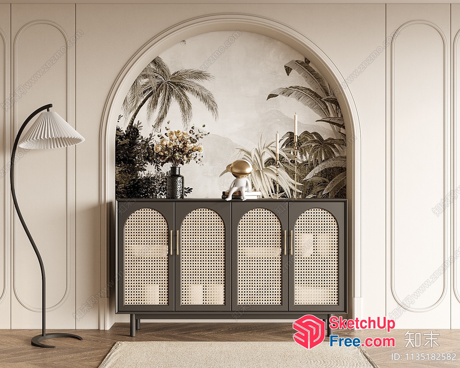 Elegant Tropical-Inspired Living Room With Rattan Furniture 3D SketchUp File