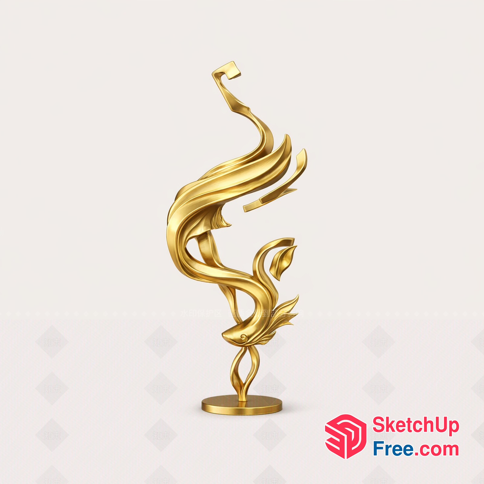 Golden Fish Sculpture 3D SketchUp File