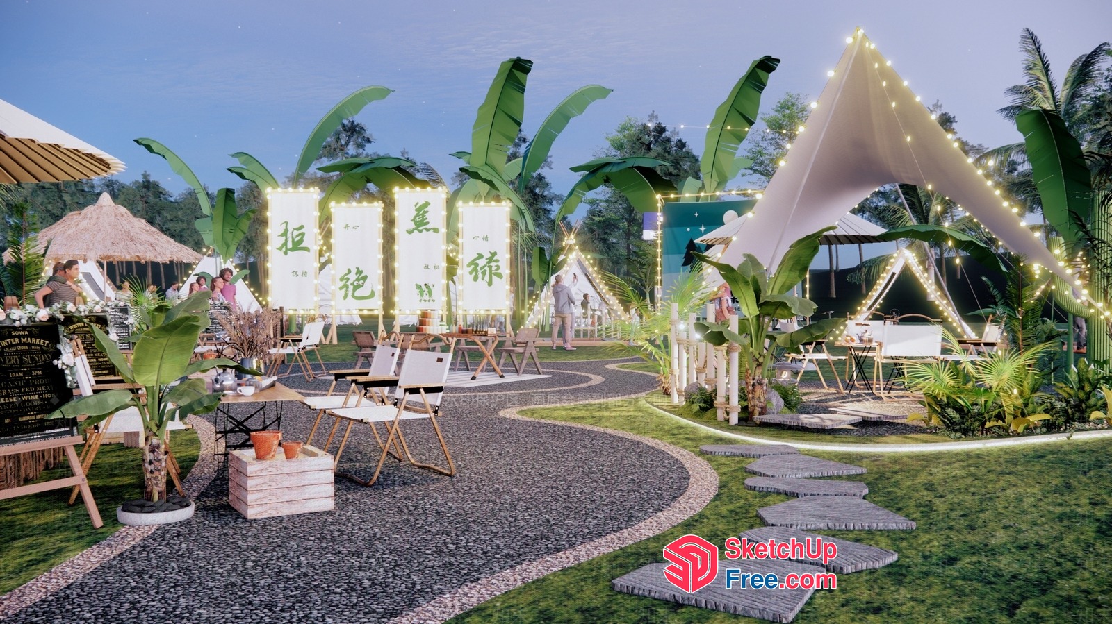 Tropical Outdoor Market 3D SketchUp File