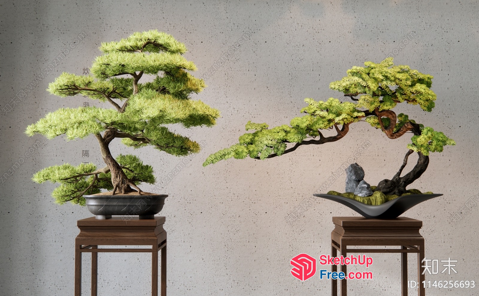 Exquisite Bonsai Tree Arrangements 3D SketchUp File