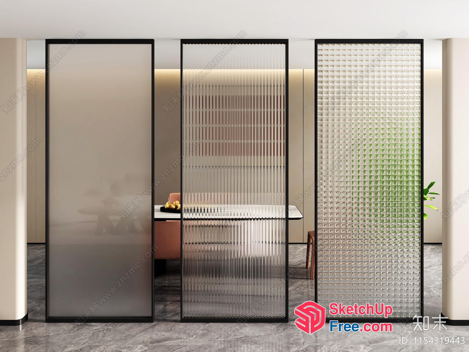 Modern Glass Partition Screen 3D SketchUp File