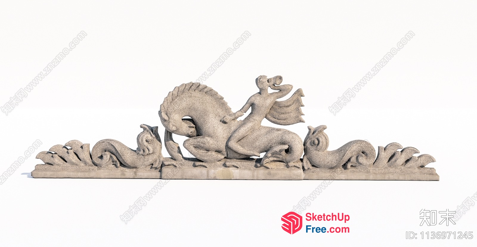 Stone Carved Dragon And Man 3D SketchUp File
