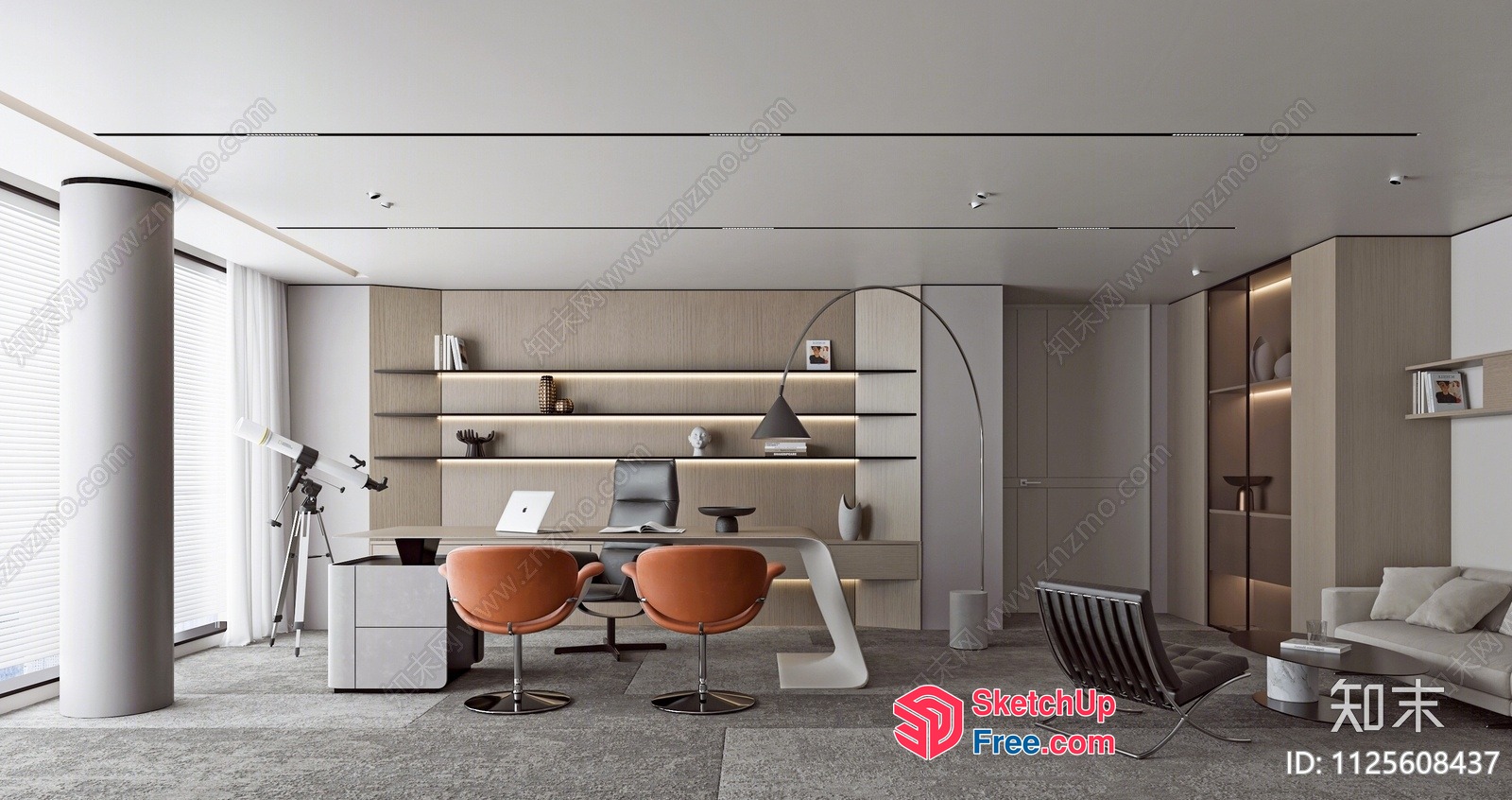 Modern Office Space With Sleek Furniture And Minimalist Decor 3D SketchUp File