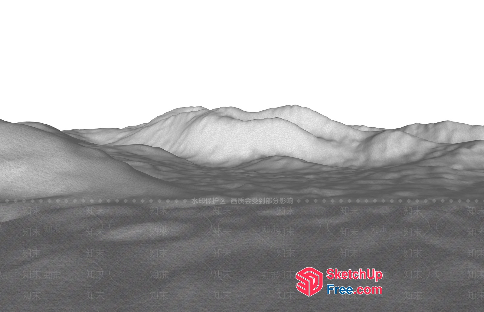 Mountainous Landscape With Distinctive Ridges 3D SketchUp File