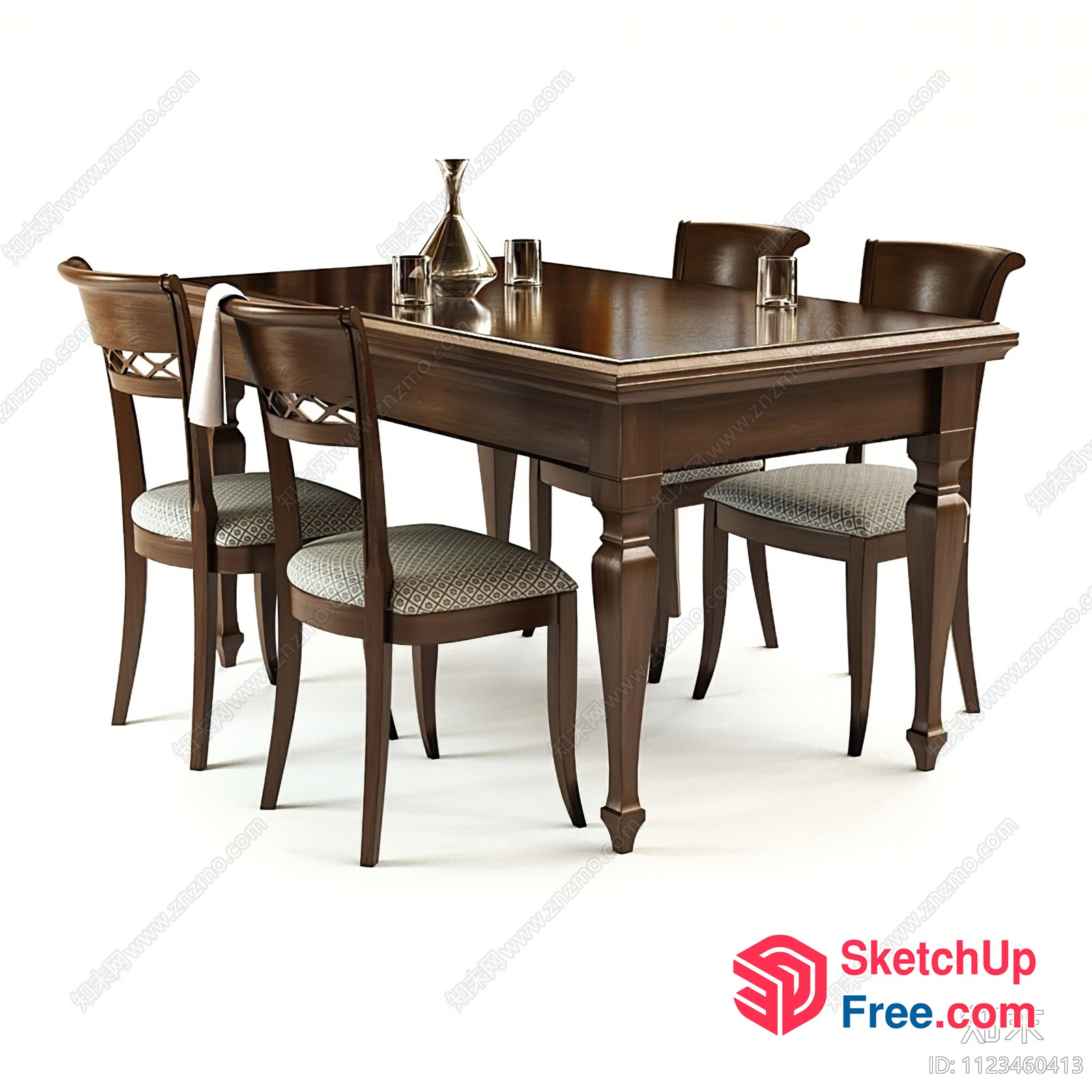 Elegant Dining Table And Chairs In Classic Style 3D SketchUp File