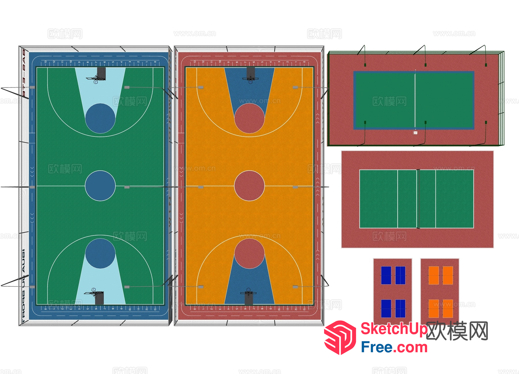 Sports Court Floor Plan 3D SketchUp File