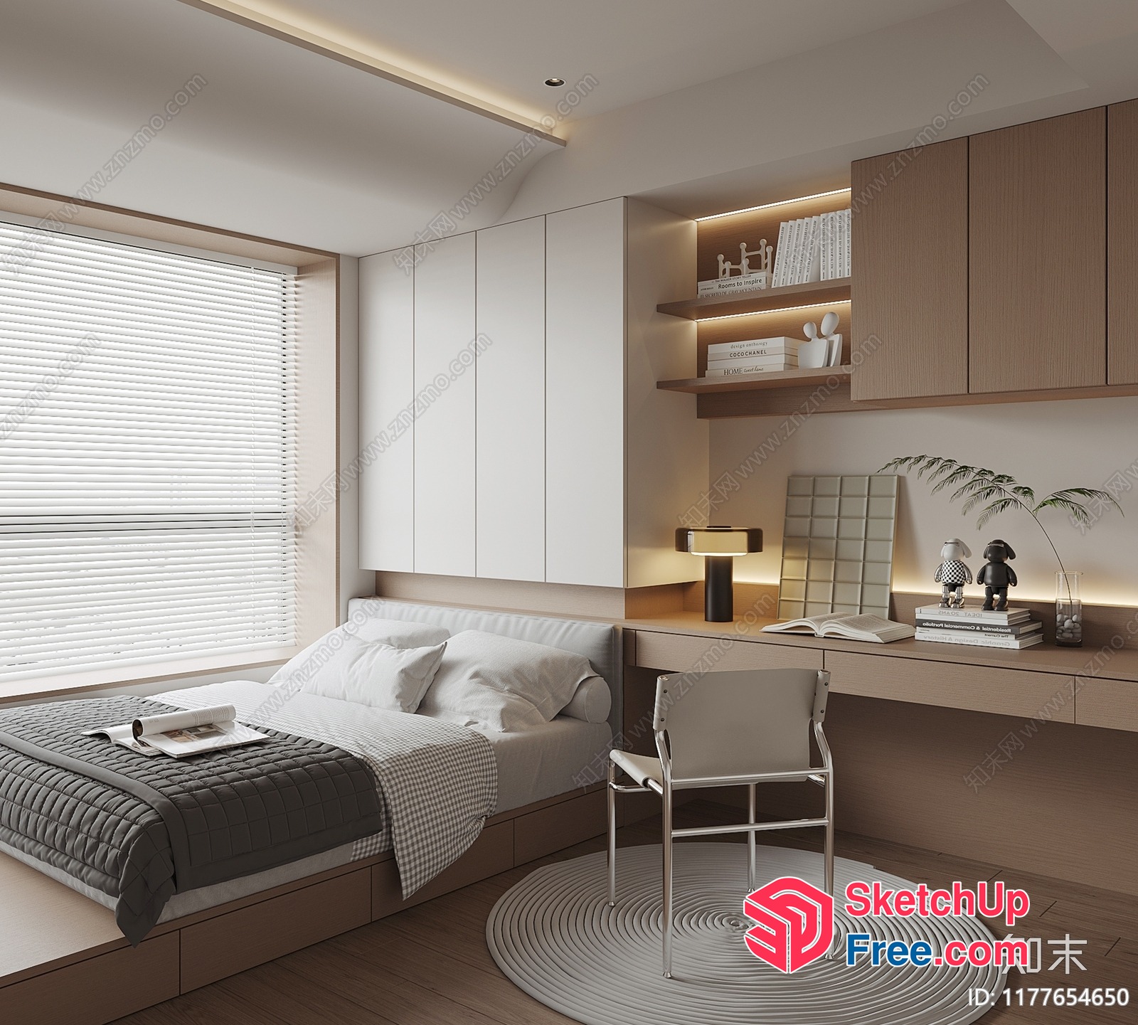 Modern Minimalist Bedroom With Sleek Furniture And Natural Light 3D SketchUp File