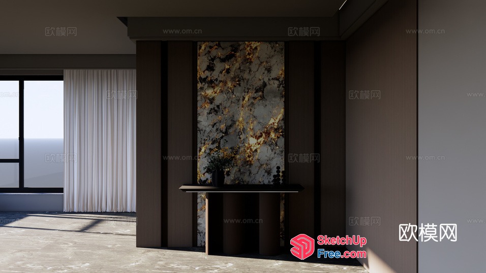 Marble Pillar And Table Interior 3D SketchUp File