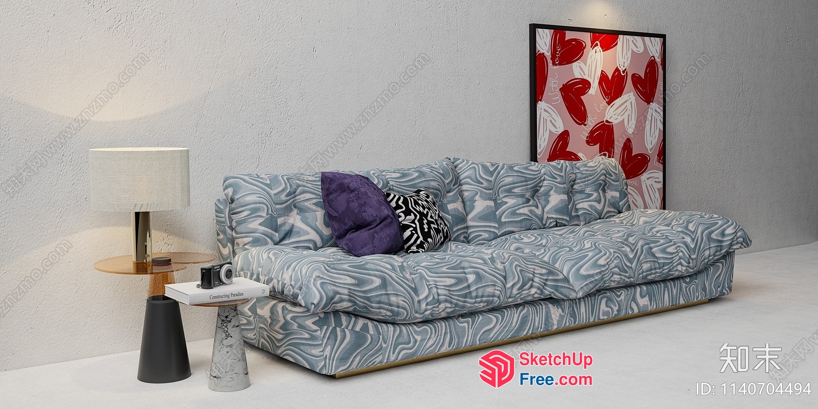 Elegant Sofa And Side Table In A Modern Living Room 3D SketchUp File