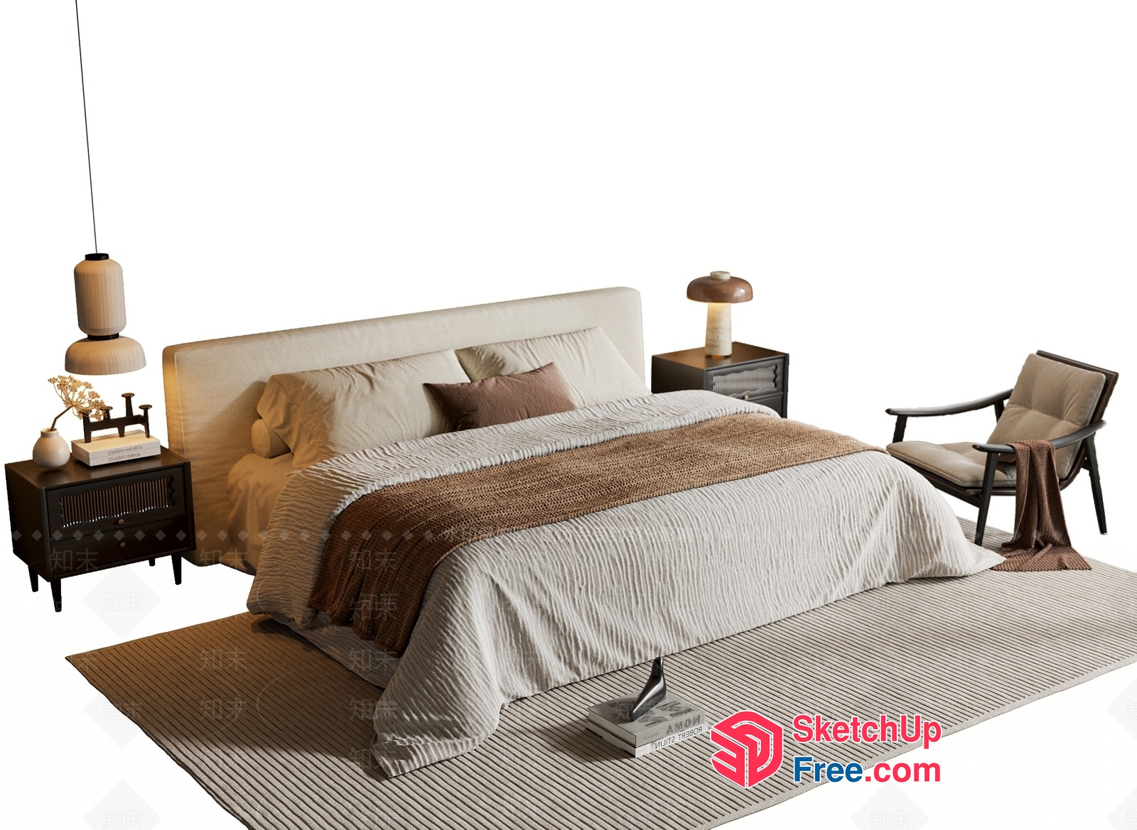 Modern Bedroom With Neutral Color Scheme And Minimalist Decor 3D SketchUp File