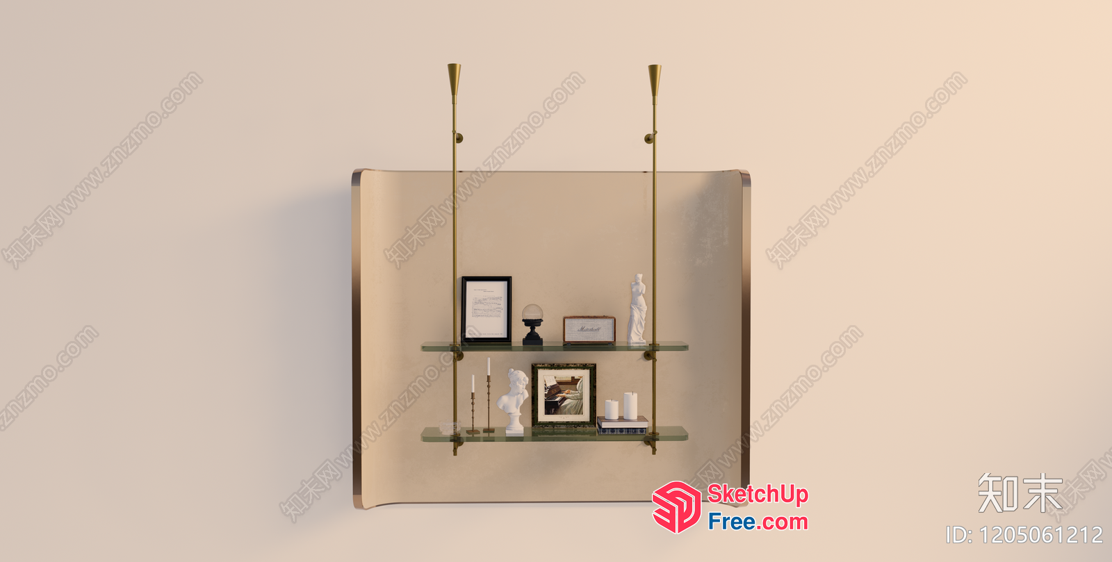 Decorative Shelf With Glass And Metal Accents 3D SketchUp File