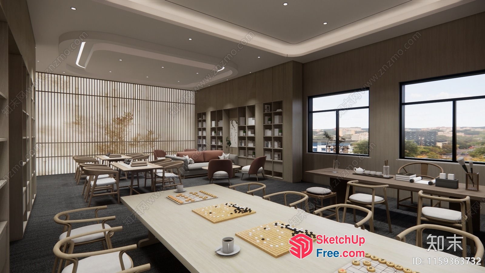 Elegant Modern Japanese-Style Living Room 3D SketchUp File