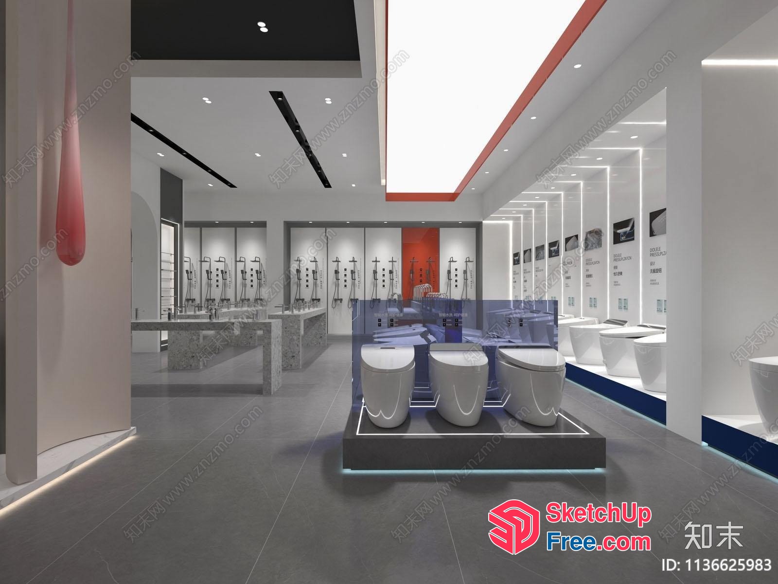 Modern Bathroom Fixtures Displayed In A Sleek And Well-Lit Showroom 3D SketchUp File