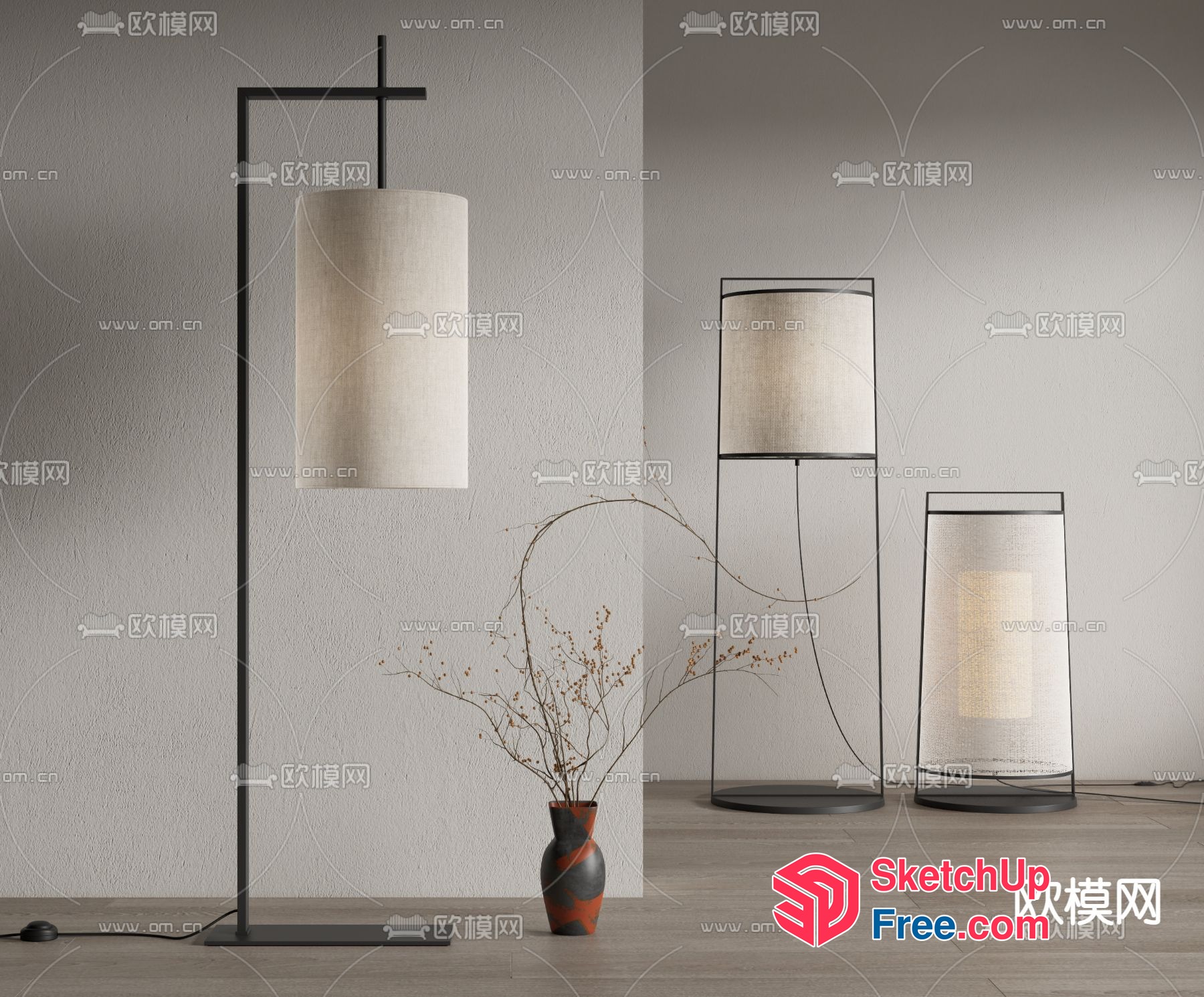 Floor Lamp With Minimalist Style And Natural Decor 3D SketchUp File