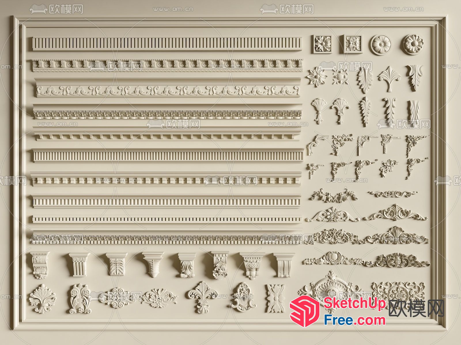 Intricate Ornate Moulding Collection 3D SketchUp File