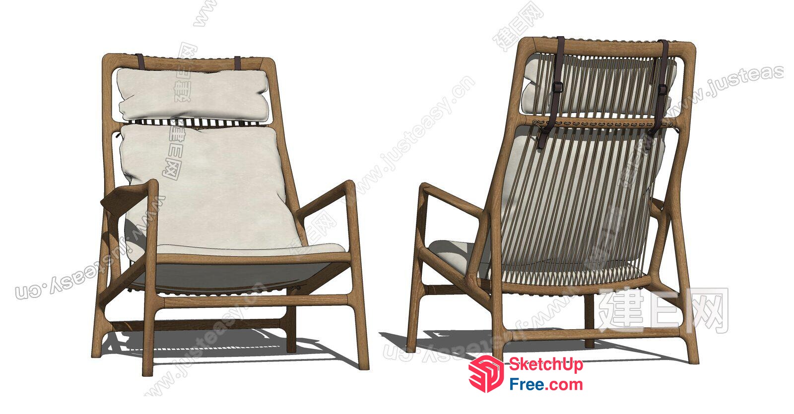 Modern Wooden Outdoor Chair With Reclining Functionality 3D SketchUp File