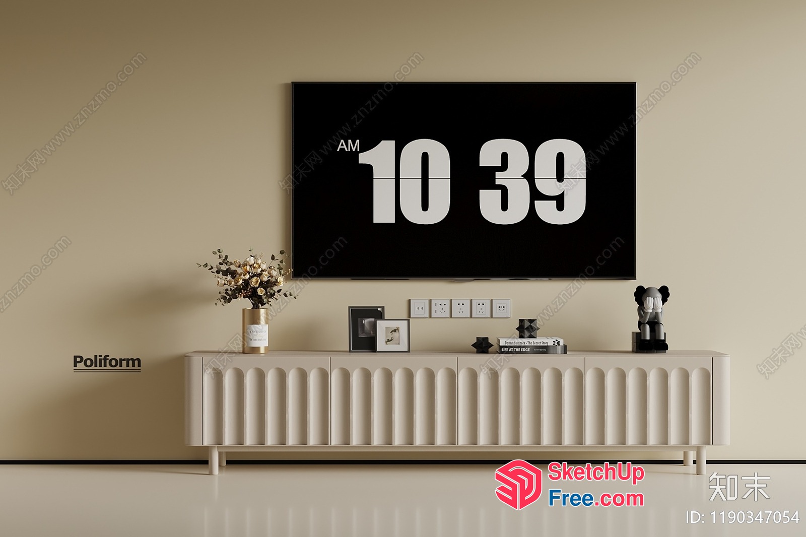 Modern Living Room Interior With Creamy Style 3D SketchUp File