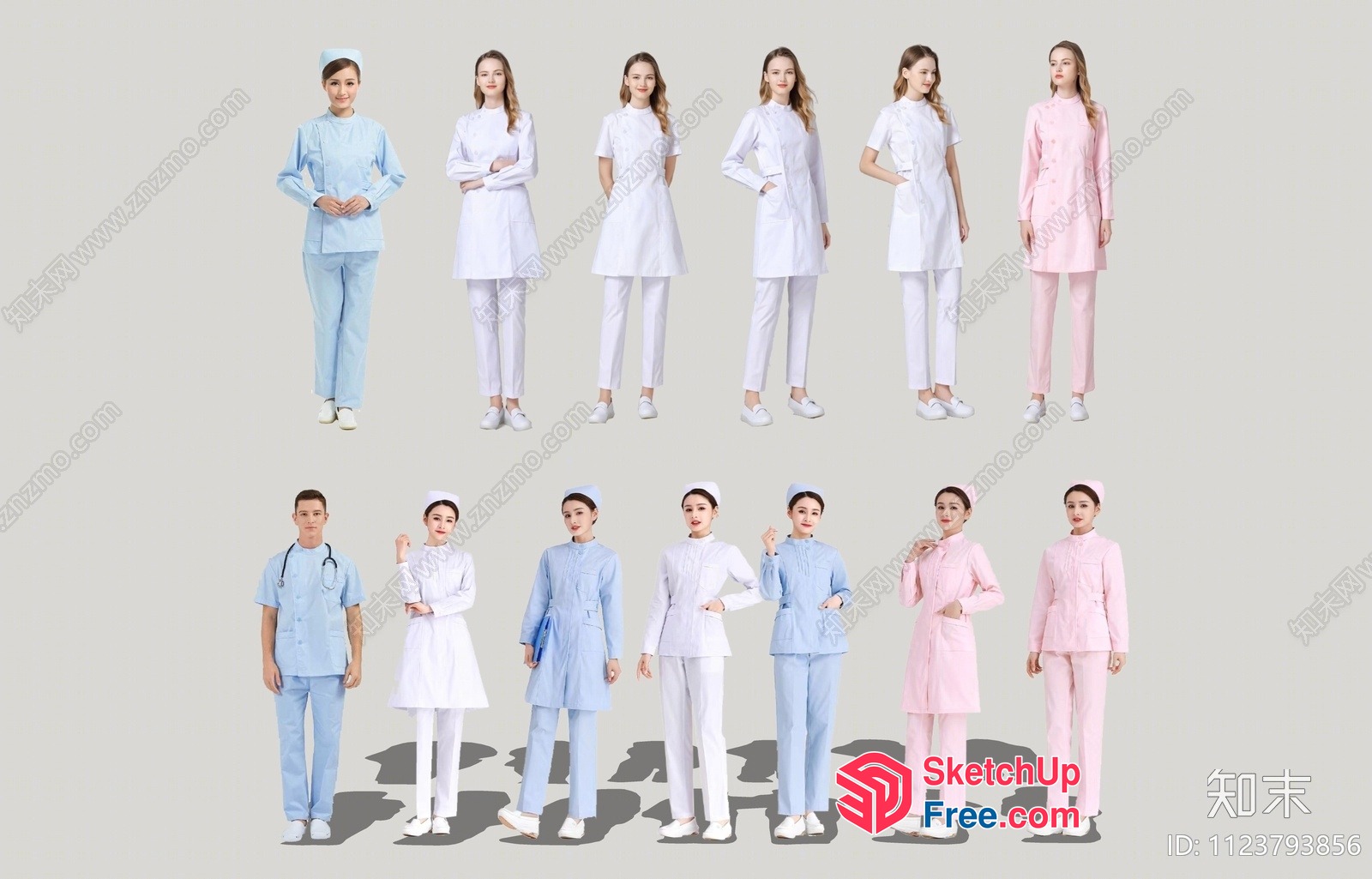 Medical Professionals In Various Attire 3D SketchUp File