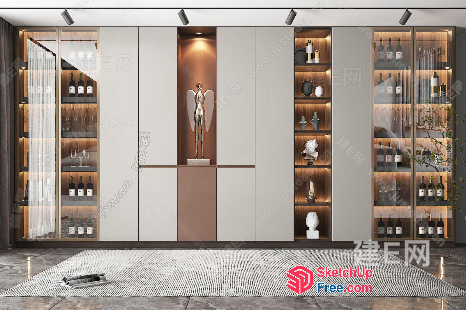 Luxurious Modern Home Decor With Wine And Art Collection 3D SketchUp File