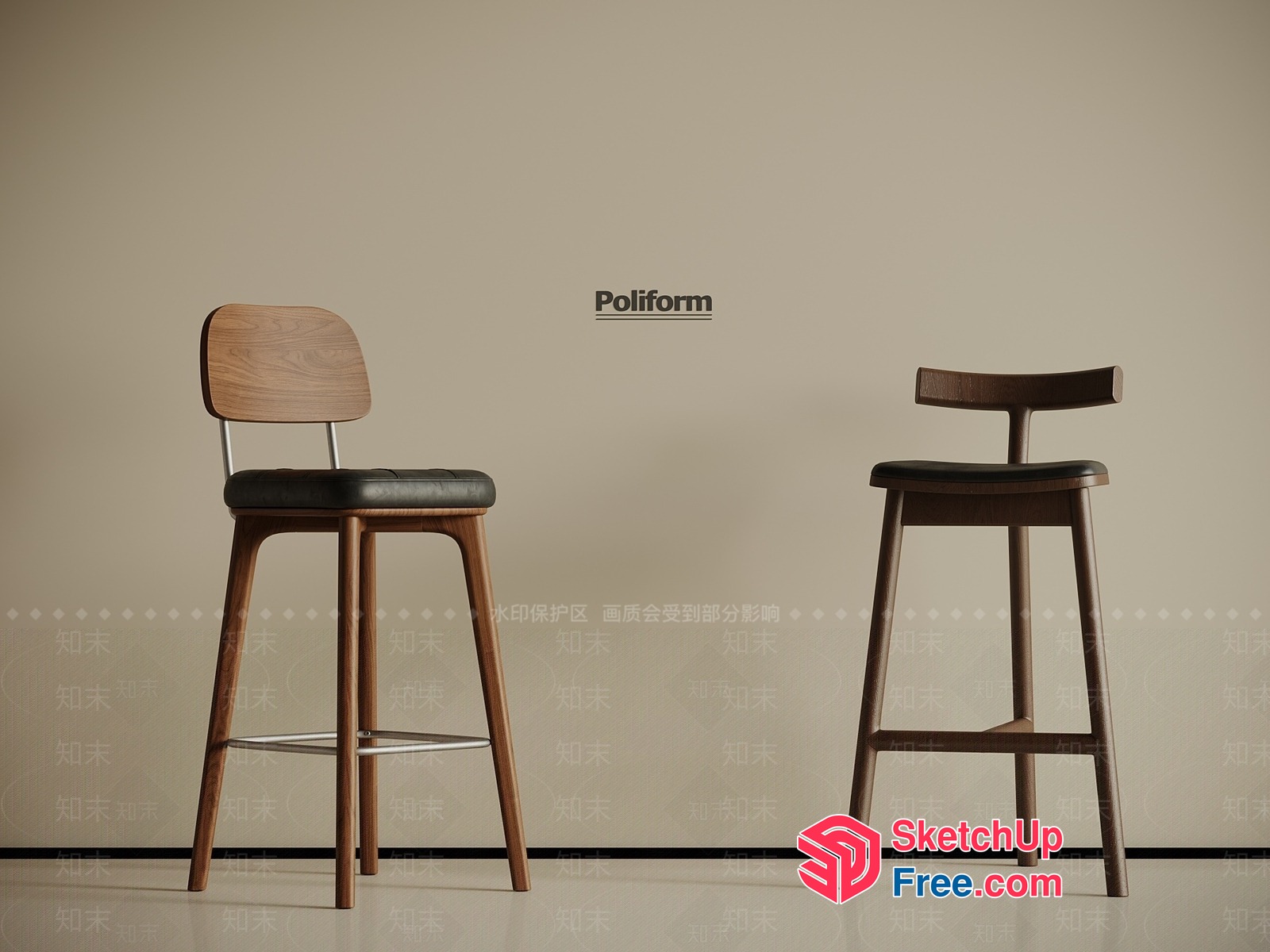 Poliform Bar Stools 3D SketchUp File