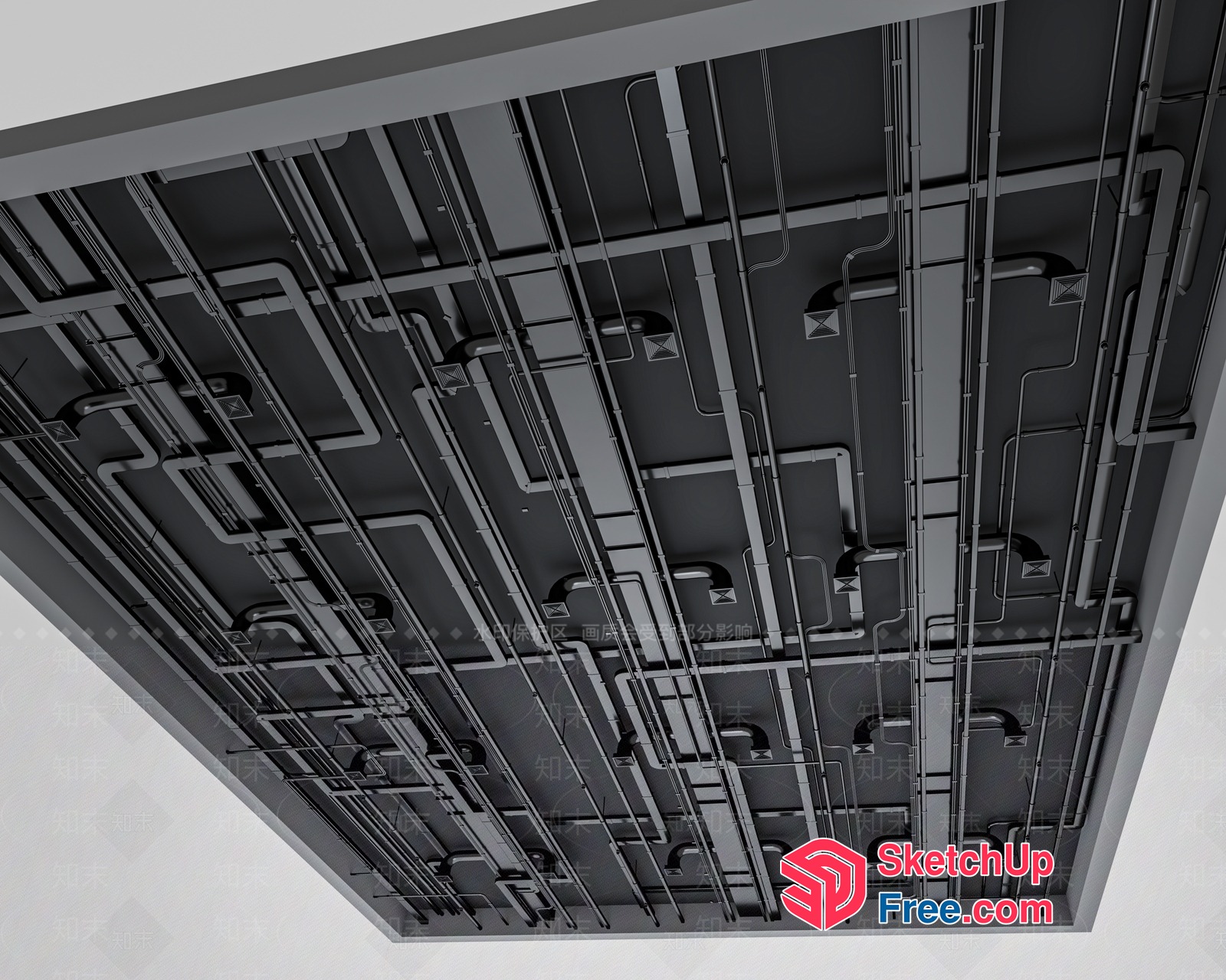 Complex Industrial Ceiling Design 3D SketchUp File