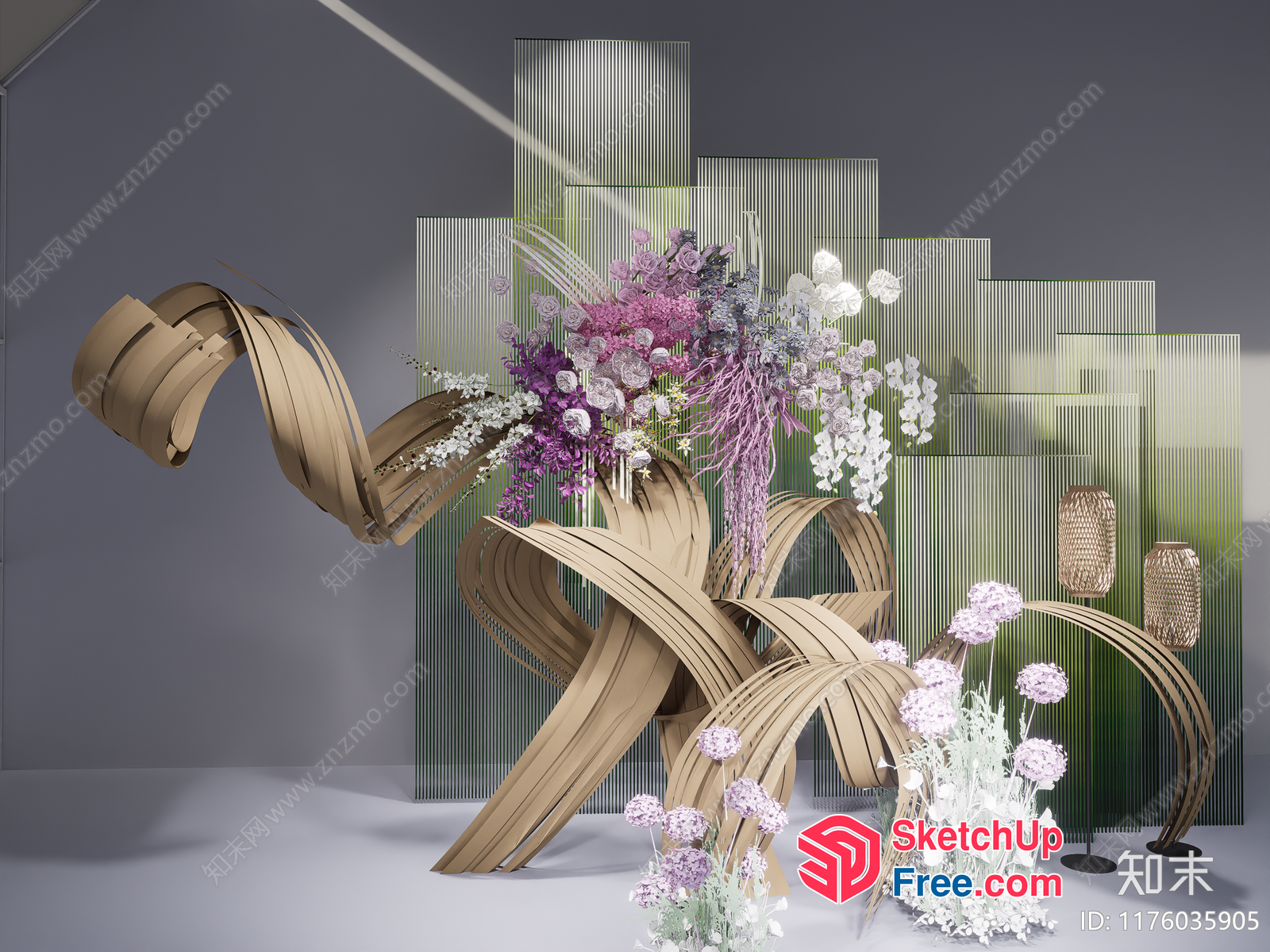 Exquisite Floral Arrangement With Modern Decor 3D SketchUp File