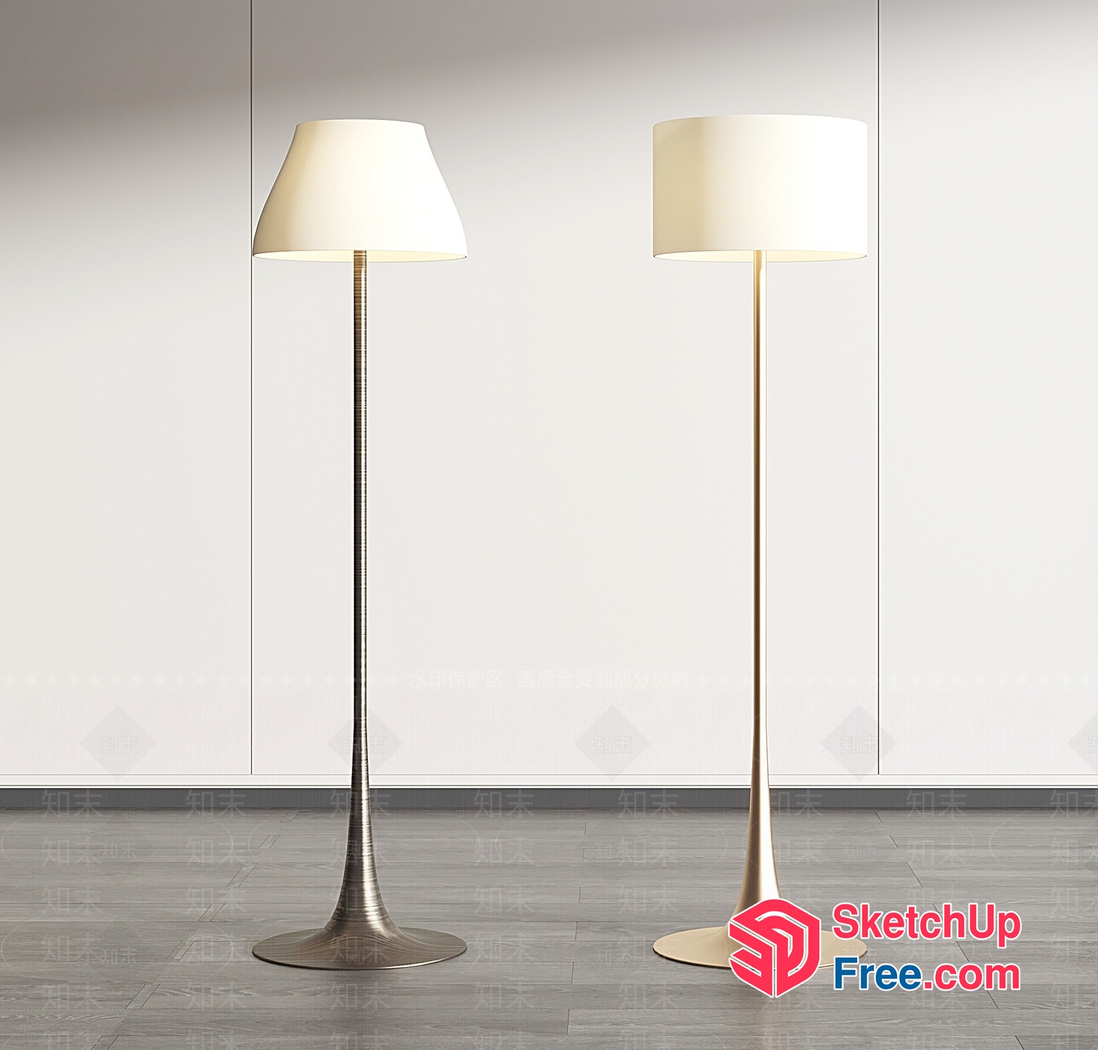 Two Floor Lamps In A Minimalist Setting 3D SketchUp File