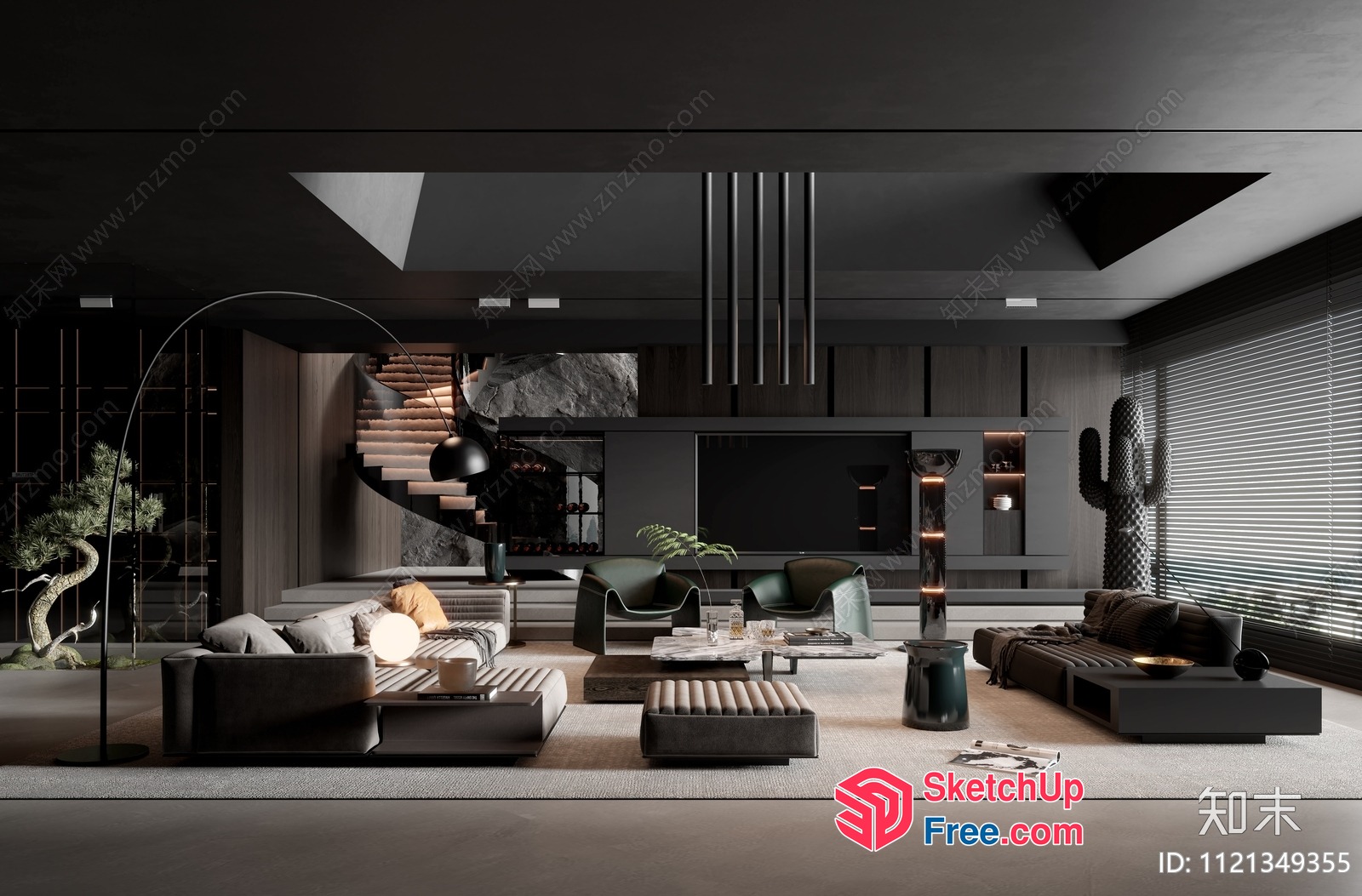 Modern Dark Tone Interior Design 3D SketchUp File