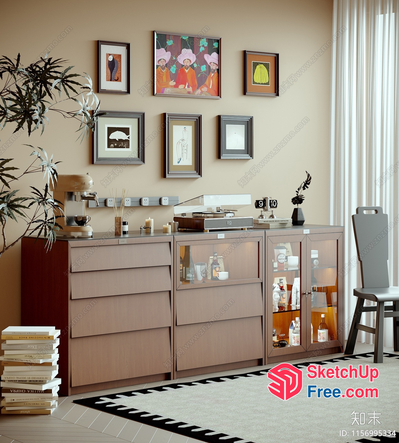 Minimalist Living Room With Creamy Style Furniture 3D SketchUp File