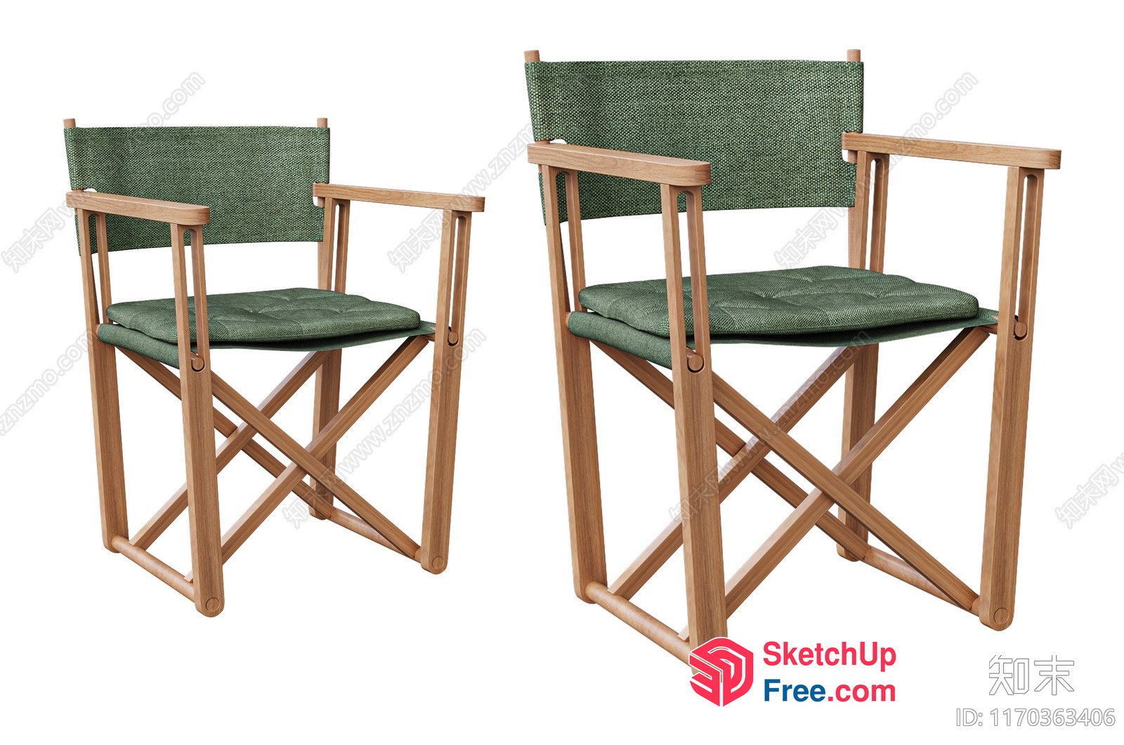 Wooden Chairs With Green Cushions 3D SketchUp File
