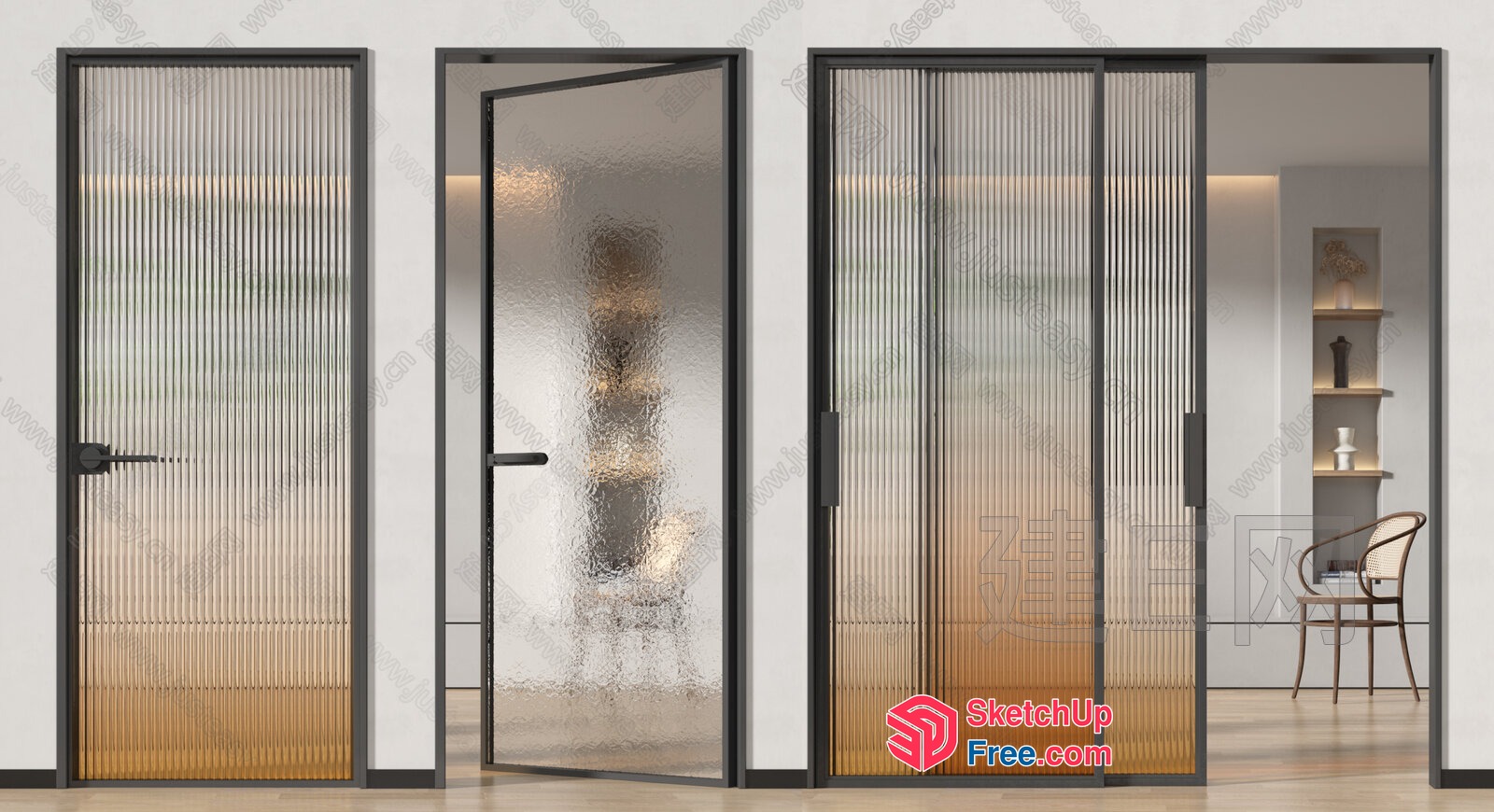 Elegant Glass Door Collection 3D SketchUp File