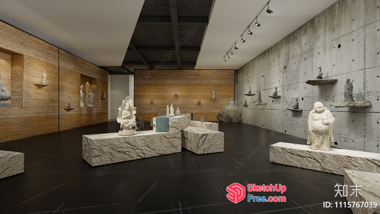 Art Gallery With Sculptures And Statues 3D SketchUp File