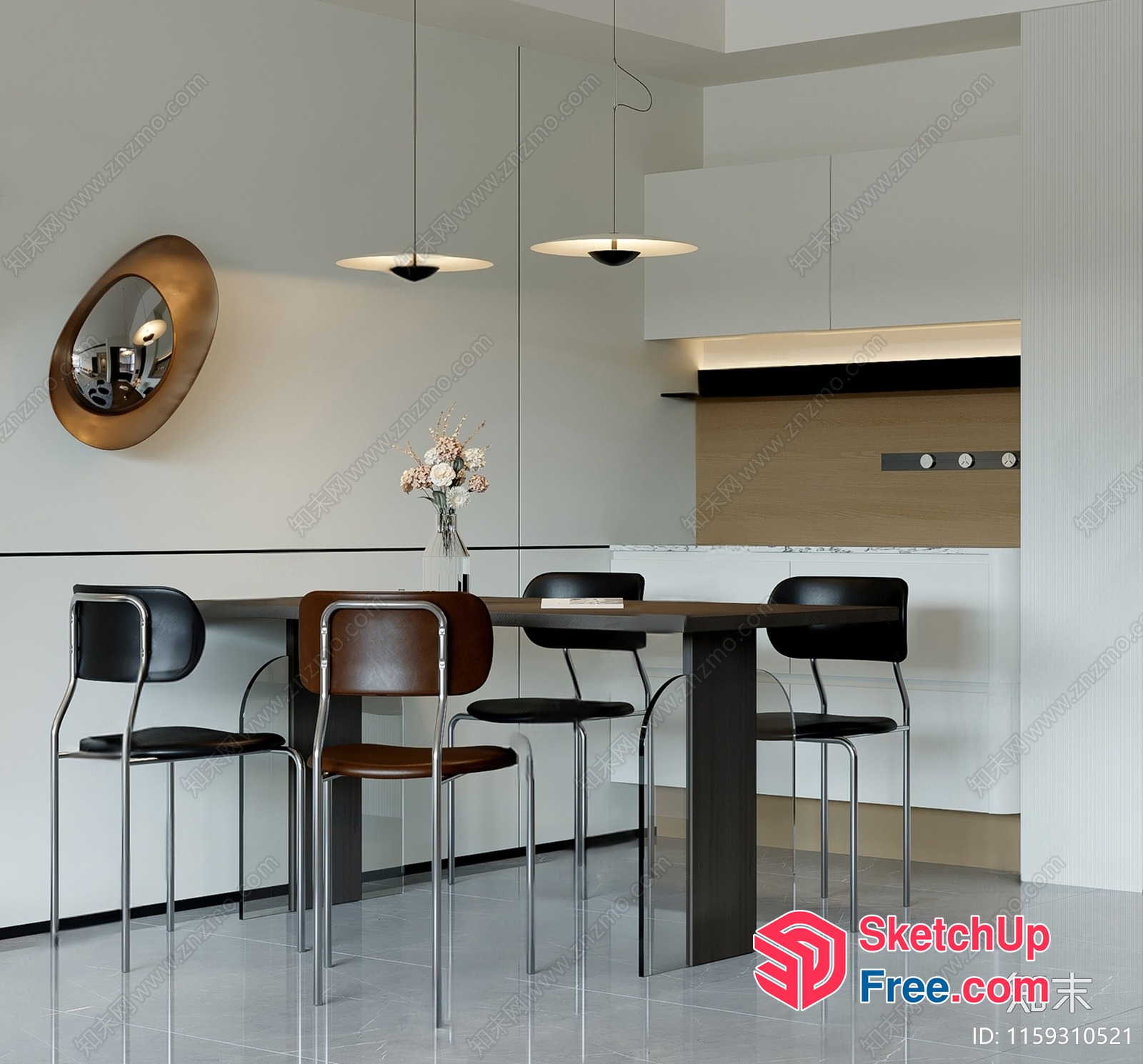 Modern Dining Room With Sleek Table And Chairs 3D SketchUp File