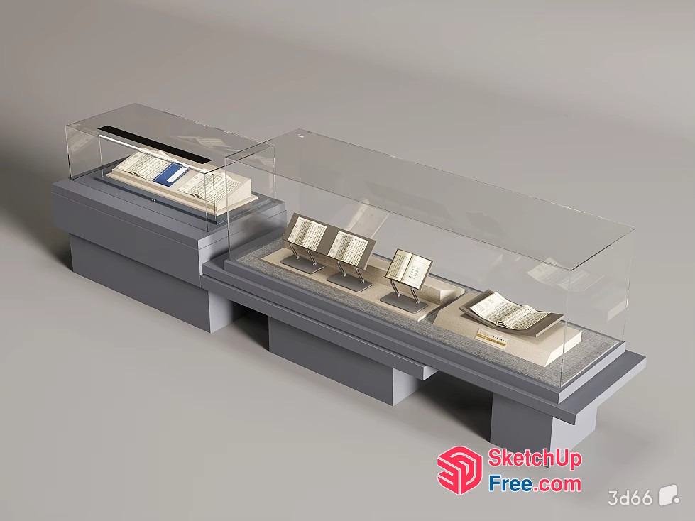 Bookcase With Display Cases And Shelving 3D SketchUp File