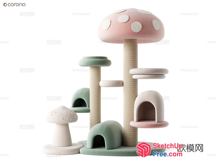 Mushroom-Inspired Cat Tree 3D SketchUp File