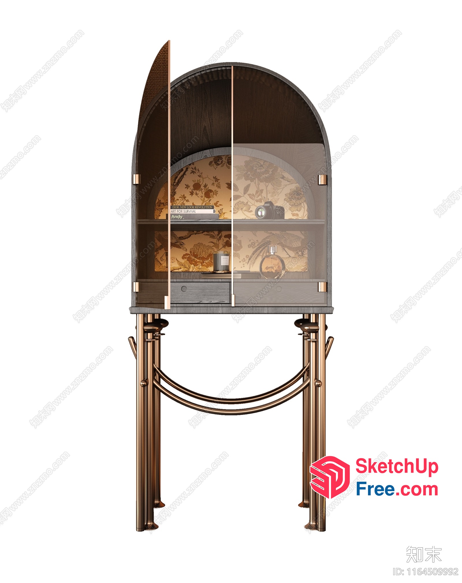 Elegant Glass And Wood Display Cabinet 3D SketchUp File