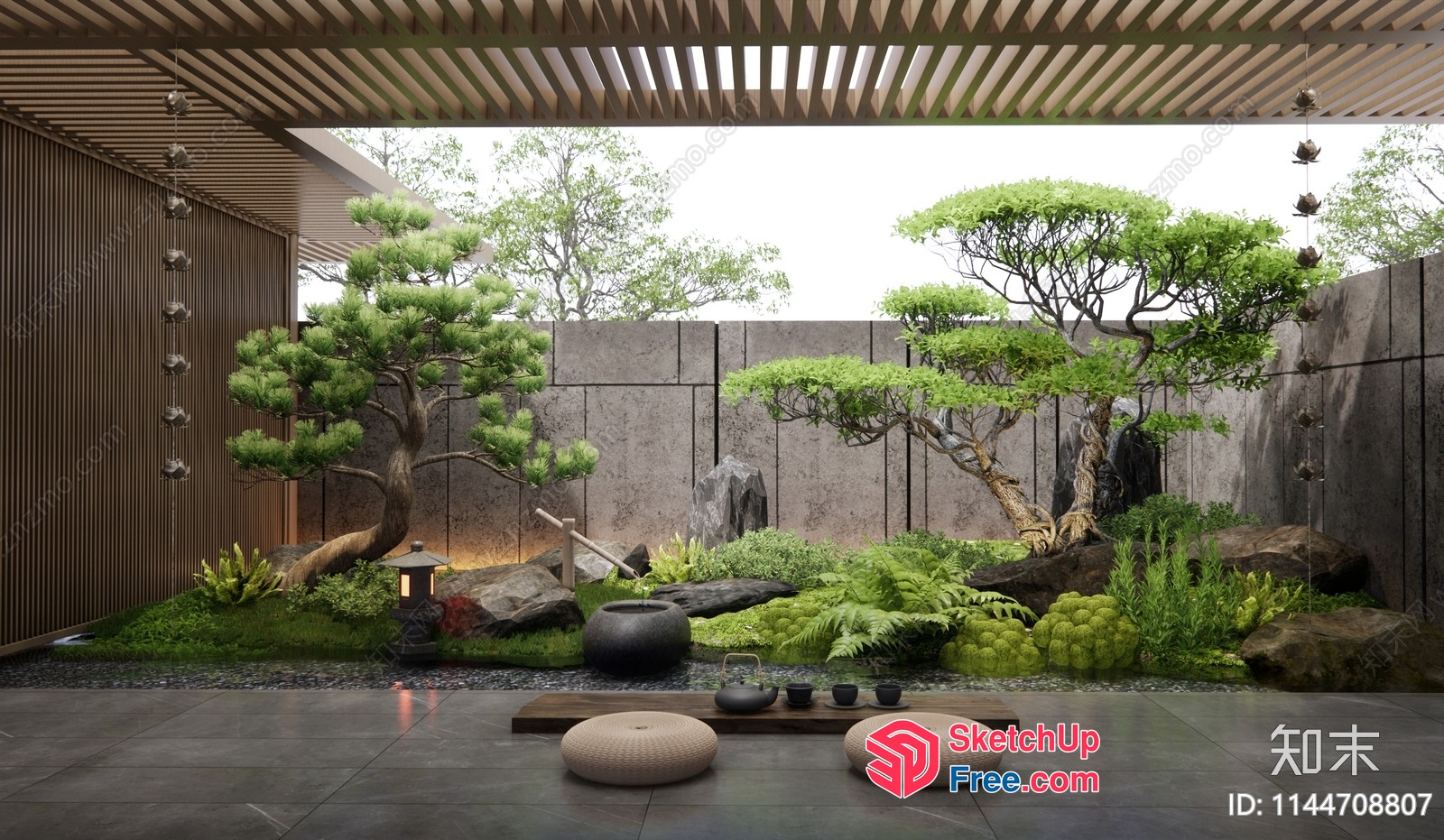 Japanese Style Garden Interior 3D SketchUp File