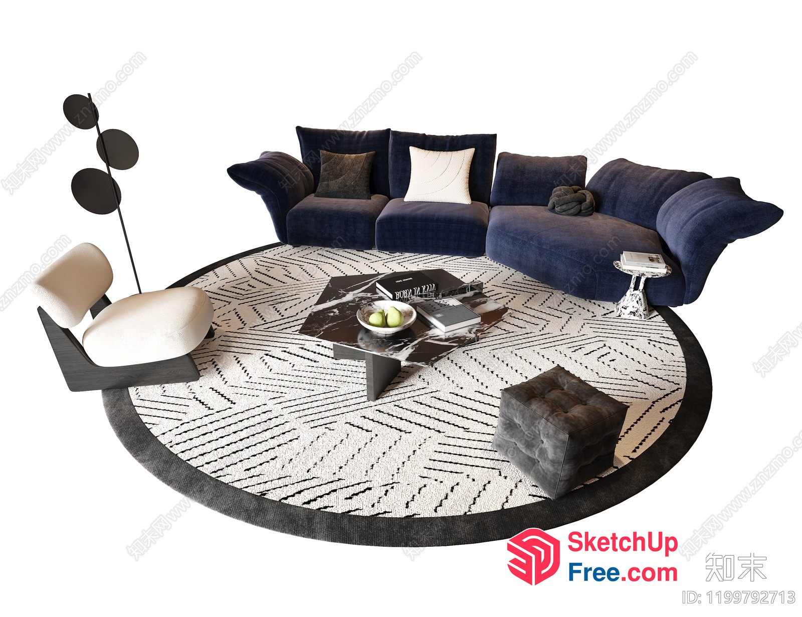 Modern Black And White Living Room 3D SketchUp File
