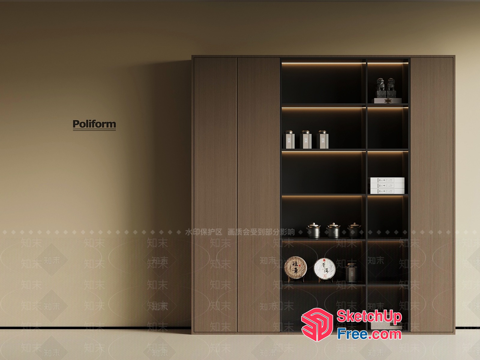 Poliform Wardrobe And Shelving Unit 3D SketchUp File