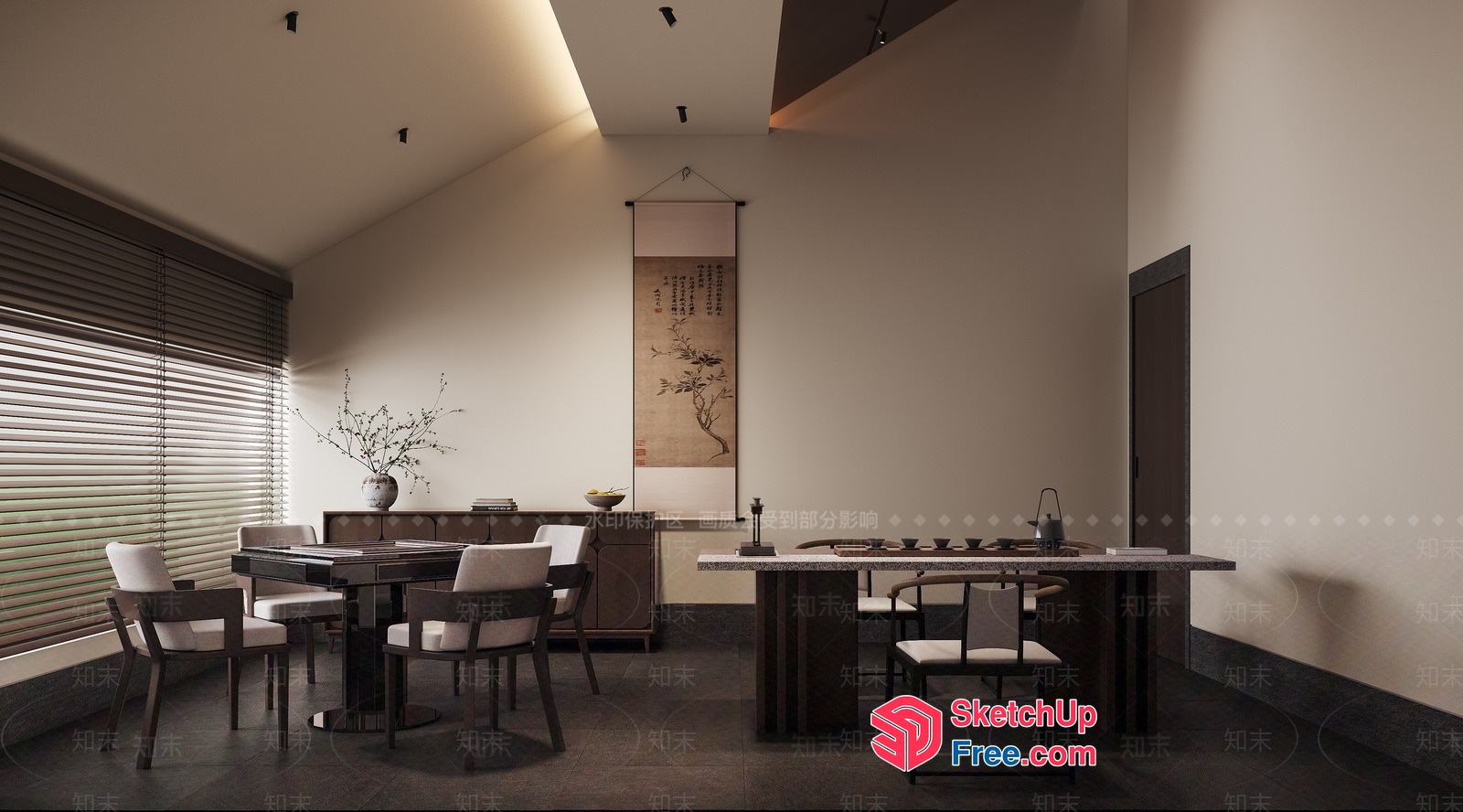 Modern Asian Dining Room With Sleek Furniture 3D SketchUp File