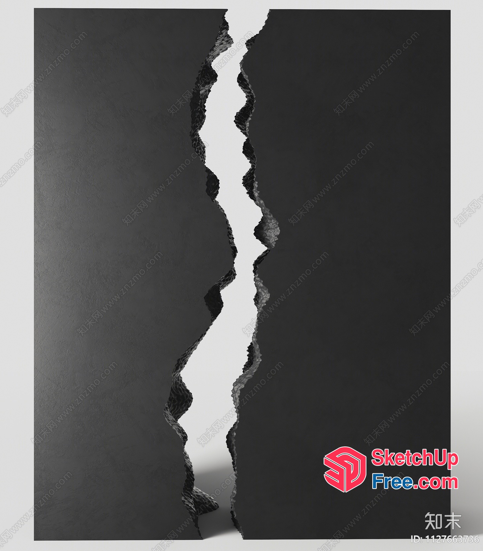 Cracked Concrete Wall 3D SketchUp File